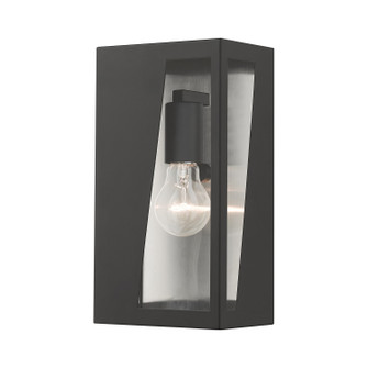 Forsyth One Light Outdoor Wall Lantern in Black with Brushed Nickel Stainless Steel Reflector (107|28932-04)
