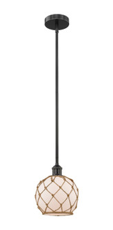Edison One Light Mini Pendant in Matte Black (405|616-1S-BK-G121-8RB)