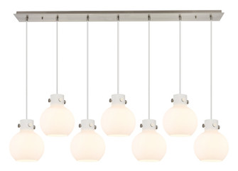 Newton Seven Light Linear Pendant in Brushed Satin Nickel (405|127-410-1PS-SN-G410-8WH)