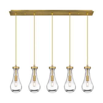 Downtown Urban Five Light Linear Pendant in Brushed Brass (405|125-451-1P-BB-G451-5CL)