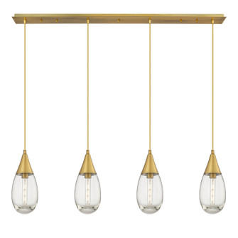 Downtown Urban Four Light Linear Pendant in Brushed Brass (405|124-450-1P-BB-G450-6CL)
