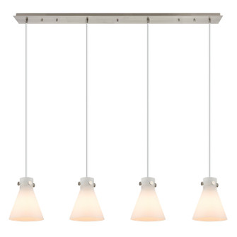 Downtown Urban Four Light Linear Pendant in Brushed Satin Nickel (405|124-410-1PS-SN-G411-8WH)