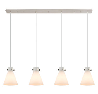 Downtown Urban Four Light Linear Pendant in Polished Nickel (405|124-410-1PS-PN-G411-8WH)