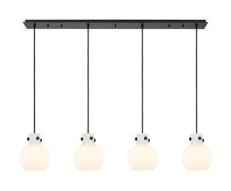 Newton Four Light Linear Pendant in Matte Black (405|124-410-1PS-BK-G410-8WH)