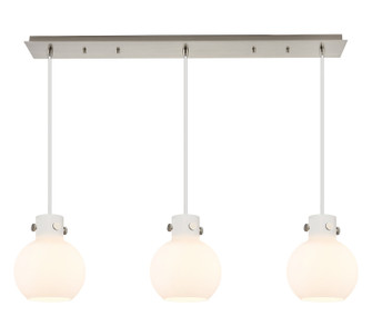 Newton Seven Light Linear Pendant in Brushed Satin Nickel (405|123-410-1PS-SN-G410-8WH)