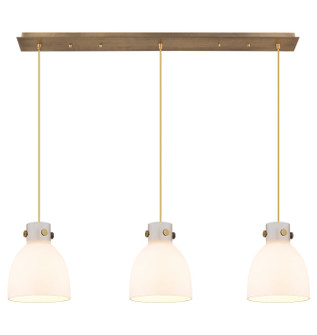 Downtown Urban Three Light Linear Pendant in Brushed Brass (405|123-410-1PS-BB-G412-8WH)