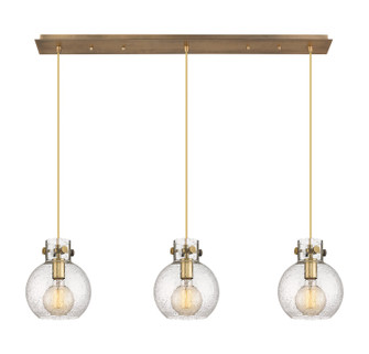 Newton Three Light Linear Pendant in Brushed Brass (405|123-410-1PS-BB-G410-8SDY)