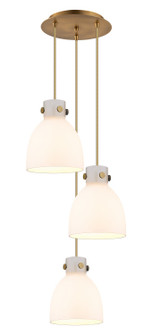Downtown Urban Three Light Pendant in Brushed Brass (405|113-410-1PS-BB-G412-8WH)