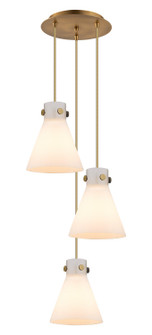 Downtown Urban Three Light Pendant in Brushed Brass (405|113-410-1PS-BB-G411-8WH)