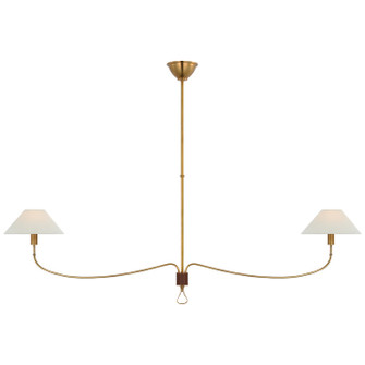 Griffin LED Chandelier in Hand-Rubbed Antique Brass and Saddle Leather (268|AL 5010HAB/SDL-L)