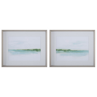 Green Ribbon Coast Framed Prints Set/2 in Gray Wood (52|32269)