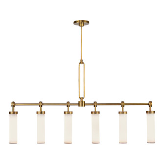 Wynwood Six Light Linear Pendant in Vintage Brass/Glossy Opal (452|LP355652VBGO)