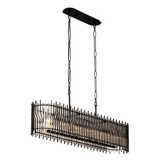 Park Row Six Light Linear Pendant in Matte Black/French Gold (137|393N06MBFG)