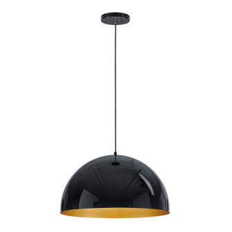 Hemisphere LED Pendant in Gloss Black / Gold (86|E24904-GBGLD)