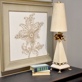 Leda One Light Table Lamp in Cream Patina With Gold Leaf (175|TA1001)