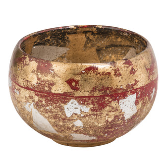Vermillion Bowl in Red, Gold, And Silver Leaf (175|SI-B1212)