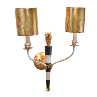 Flambeau Two Light Wall Sconce in Black and cream w/gold leaf (175|SC1027-2)