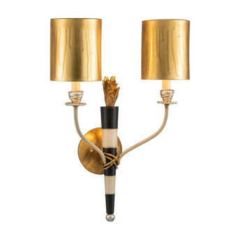 Flambeau Two Light Wall Sconce in Black And Cream W/Gold Leaf (175|SC1027-2)