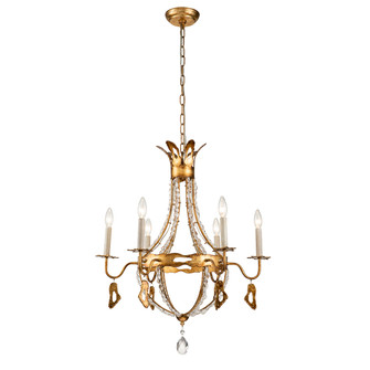 Monteleone Six Light Chandelier in Gold Leaf w/Antique (175|CH1036-6)