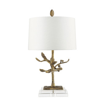 Audubon One Light Buffet Lamp in Distressed Gold cast metal tree on a Crystal glass, oblong (175|TLM-1033)