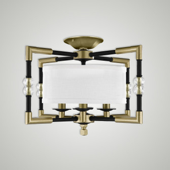 Magro Four Light Semi-Flush Mount in Old Bronze (Black) with Old Brass (183|FM3702-35S-36G-ST-HL)