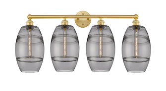 Edison Four Light Bath Vanity in Satin Gold (405|616-4W-SG-G557-8SM)