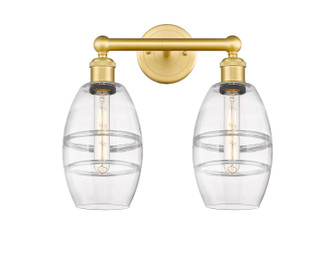 Edison Two Light Bath Vanity in Satin Gold (405|616-2W-SG-G557-6CL)