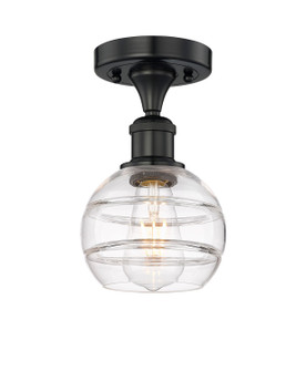 Edison One Light Semi-Flush Mount in Matte Black (405|616-1F-BK-G556-6CL)