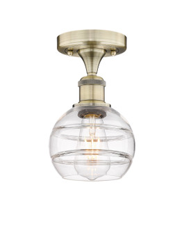 Edison One Light Semi-Flush Mount in Antique Brass (405|616-1F-AB-G556-6CL)