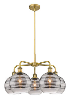 Downtown Urban Five Light Chandelier in Brushed Brass (405|516-5CR-BB-G556-8SM)