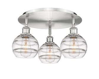 Ballston Three Light Semi-Flush Mount in Satin Nickel (405|516-3C-SN-G556-6CL)