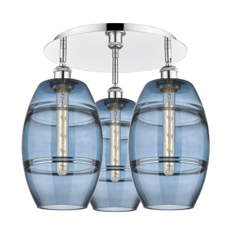 Ballston Three Light Flush Mount in Polished Chrome (405|516-3C-PC-G557-8BL)