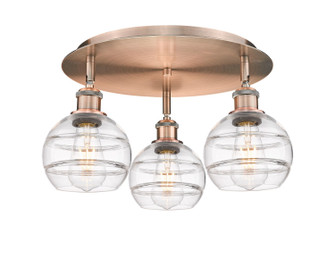 Ballston Three Light Semi-Flush Mount in Antique Copper (405|516-3C-AC-G556-6CL)