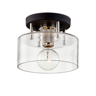 Bergamot Station One Light Semi-Flush Mount in Textured Black & Polish Nickel (67|C7550-TBK/PN)