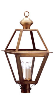Boston Three Light Post Mount in Antique Brass (196|1073-AB-LT3-CLR)