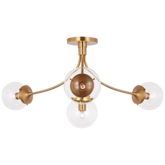 Prescott LED Semi-Flush Mount in Soft Brass (268|KS 4009SB-CG) Prescott LED Semi-Flush Mount in Soft Brass (268|KS 4009SB-CG)