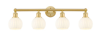 Edison Four Light Bath Vanity in Satin Gold (405|616-4W-SG-G1217-6WV)