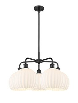 Ballston Five Light Chandelier in Matte Black (405|516-5CR-BK-G1217-10WV)