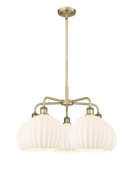 Downtown Urban LED Chandelier in Antique Brass (405|516-5CR-AB-G1217-10WV)