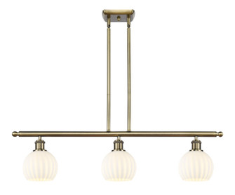 Ballston Three Light Island Pendant in Antique Brass (405|516-3I-AB-G1217-6WV)