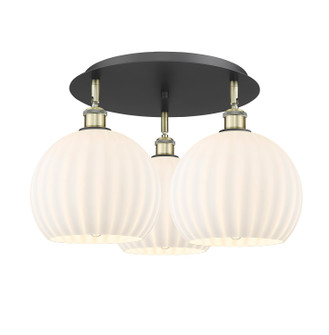 Ballston Three Light Semi-Flush Mount in Black Antique Brass (405|516-3C-BAB-G1217-10WV)
