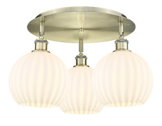 Ballston Three Light Semi-Flush Mount in Antique Brass (405|516-3C-AB-G1217-8WV)