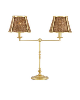 Deauville Two Light Desk Lamp in Polished Brass/Natural (142|6000-0899)