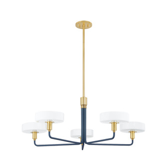 Aston Five Light Chandelier in Aged Brass/Slate Blue (428|H886805-AGB/SBL) Aston Five Light Chandelier in Aged Brass/Slate Blue (428|H886805-AGB/SBL)