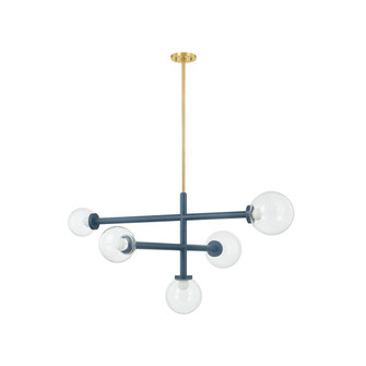 Sia Five Light Chandelier in Aged Brass/Slate Blue (428|H883805-AGB/SBL)