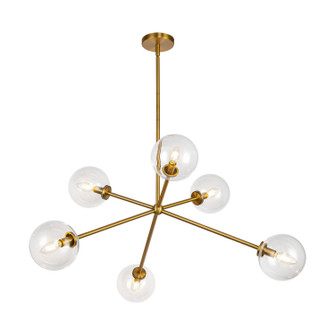 Cassia Six Light Chandelier in Aged Gold/Clear Glass (452|CH549640AGCL)