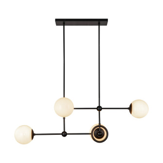 Fiore Four Light Chandelier in Matte Black/Glossy Opal Glass (452|CH407342MBGO)