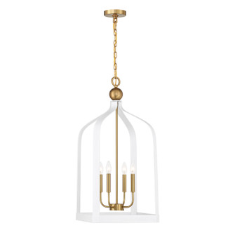 Sheffield Four Light Pendant in White w/Warm Brass Accents (51|7-7802-4-142)