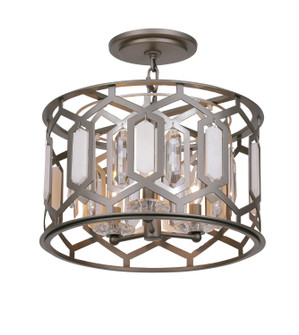Hexly Three Light Semi Flush Mount in Bronze & Sultry Sliver (7|3585-795)