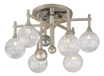 Majorette Six Light Semi Flush Mount in Silver Leaf W Polished Chrome (68|241-36-SL/PC)